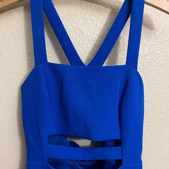 NEW Express Blue Sleeveless Cut-Out Fit And Flare Dress Size 0 Spring & Summer - Picture 4 of 6